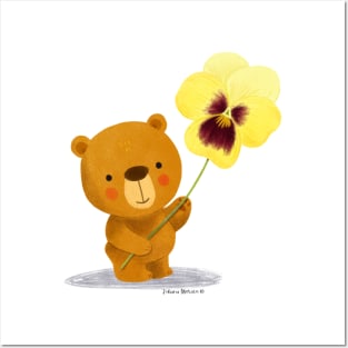 Bear and Pansy Posters and Art